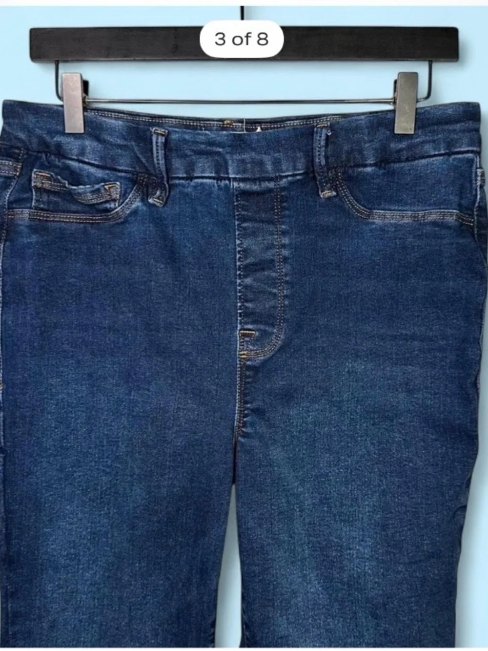 Good American Indigo Pull-On Straight Jeans (very clean worn, only once)